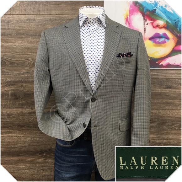 RALPH LAUREN MensBlazer Sport‎ Coat Casual Jacket 46R Classic Wool Silk Suit